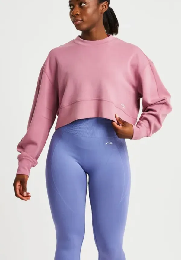 AYBL Rose Pink Set Cropped Jumper Ombré Seamless Leggings S/M - Image 3
