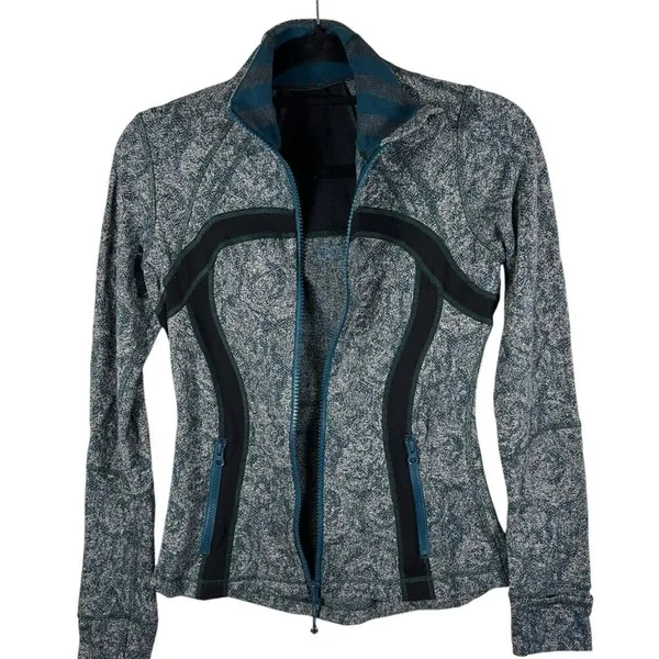 lululemon athletica Define Jacket Brushed‎ Herringbone Gray Blue Alberta size 6 - Image 3