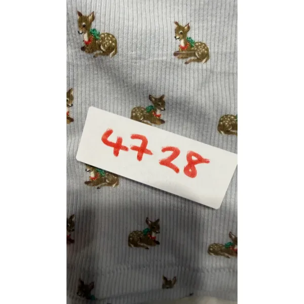 Skims Holiday Deer Ribbed Tank Top Light Blue Fawn Print Scoop Neck Womens M - Image 8