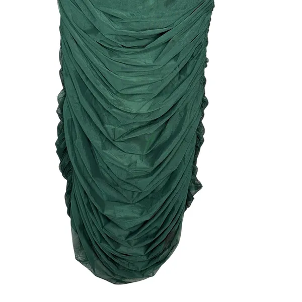 Missguided Ruched Mesh Mini Dress 8 Green‎ Puff Sleeve Bodycon Cocktail NWT - Image 6