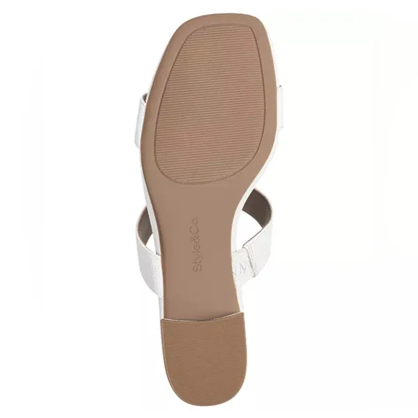 NIB New Style & Co Victoria Double Band Block White Dress Sandals in Size 10 - Image 2