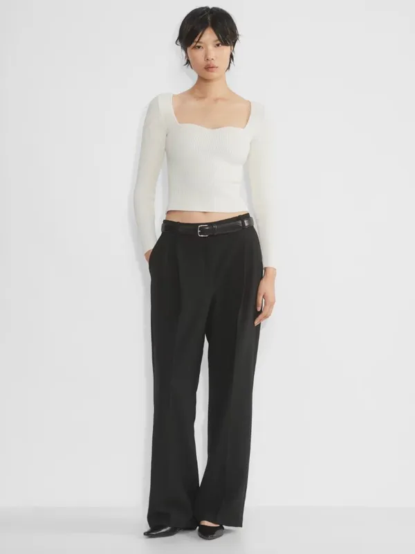 Aritzia Babaton Sculpt Knit Sweetheart Long Sleeve Top - Image 2