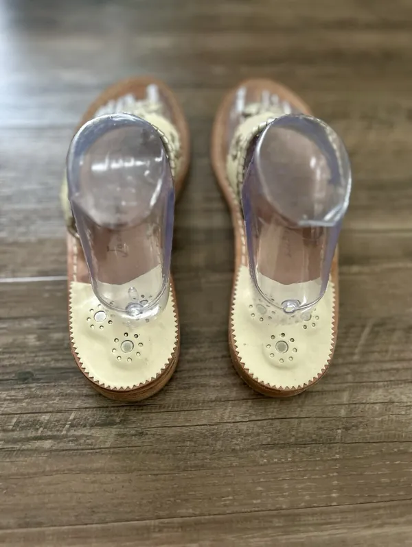 Jack Rogers Westport Navajo Thong Sandal Size 9 Glazed Biscuit Whipstitch Slide - Image 6