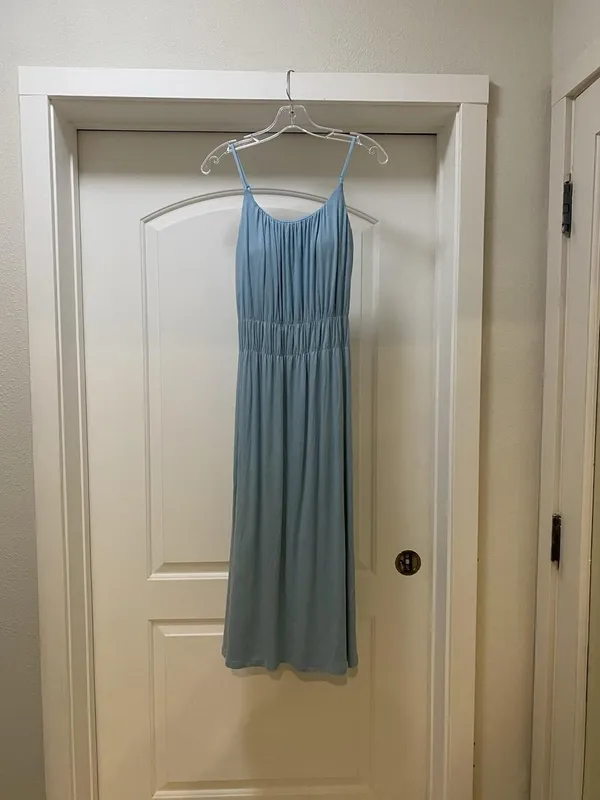 OGL Vacay Dress Womens Small Blue Jersey Strappy Scoop Neck Midi Sundress Casual - Image 2