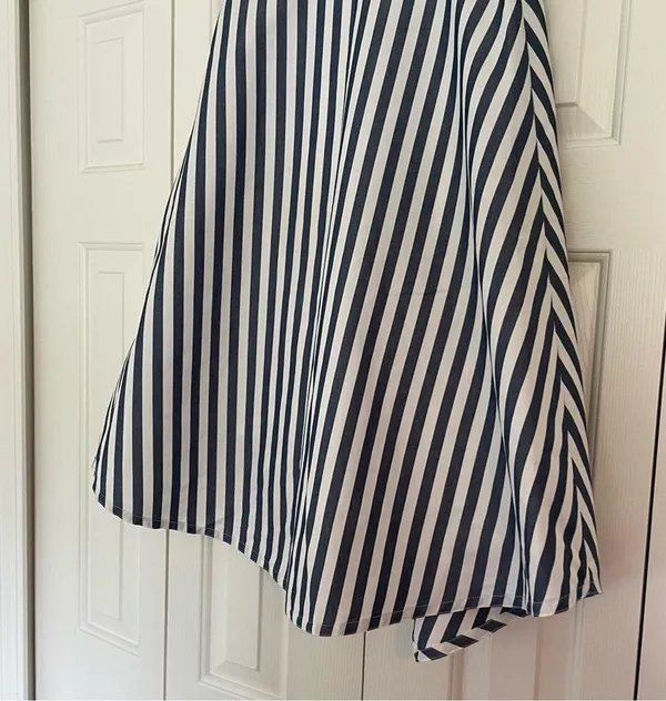 Maeve Anthropologie Pinstripe Midi Skirt Asymmetrical Belted Sz 4 - Image 12