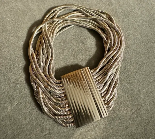 Multi strand, silver tone, magnetic closure bracelet - Image 2