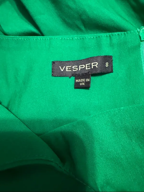Vesper ASOS Green Bengaline Halterneck Thigh Split Maxi Dress Sz 8UK USA 4 - Image 3