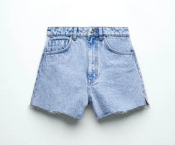Zara Nwt High Rise Denim Shorts Mid-Blue - Image 2