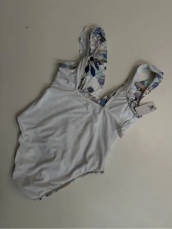 Freshwater Swimsuit One Piece Floral Ruffle Plunge Lined Removable Padding - Image 12