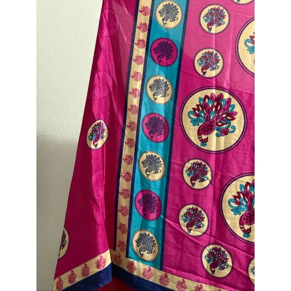Women's Silk saree Jolly Silks Blue Pink New - Image 7