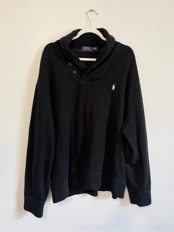 Ralph Lauren Oversized Pullover Sweater XL Shawl-Collar Black - Image 2