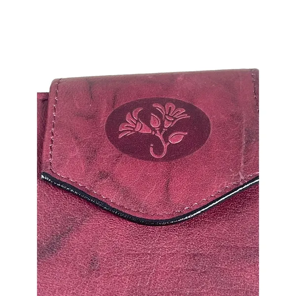 Buxton Burgundy Leather Credit Card Wallet Top Grain Cowhide Snap Closure - Image 3