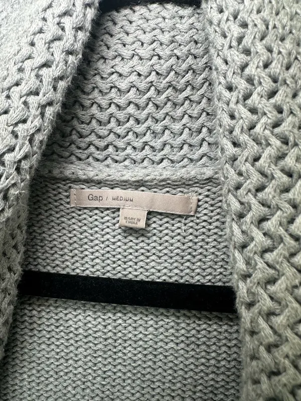 Gap Open Front Sleeveless Cardigan Size Medium Gray Cotton Knit - Image 2