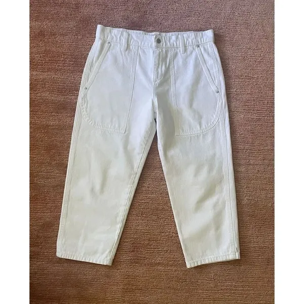 J Crew White High Rise Women’s Utility Pants 29P Cotton Cropped Fit - Image 2