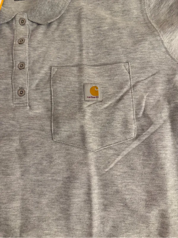 Carhartt Light Heather Gray Henley Polo with Chest Pocket - Image 4