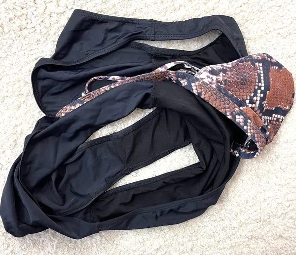 Swimsuit Black & Snakeskin One Piece With Cutout - Image 7