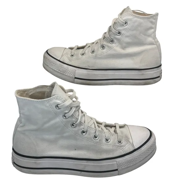 Converse Chuck Taylor All Star Lift Platform Canvas‎ White High Top Sneakers 9W - Image 9