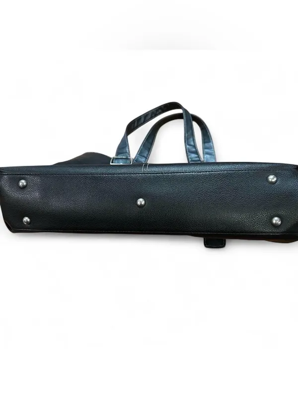 Classic Black Tote Bag with Buckle Straps Size OS - Image 8
