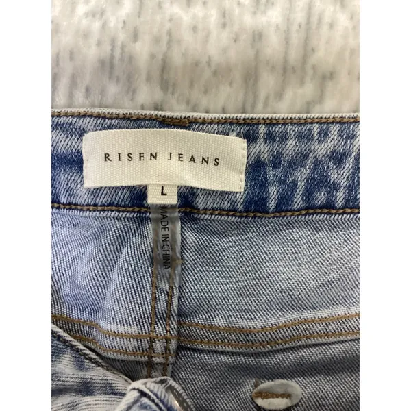 Risen Jeans Womens Light Wash Cuffed High Rise Denim Shorts RDS6155SZ Size L - Image 5