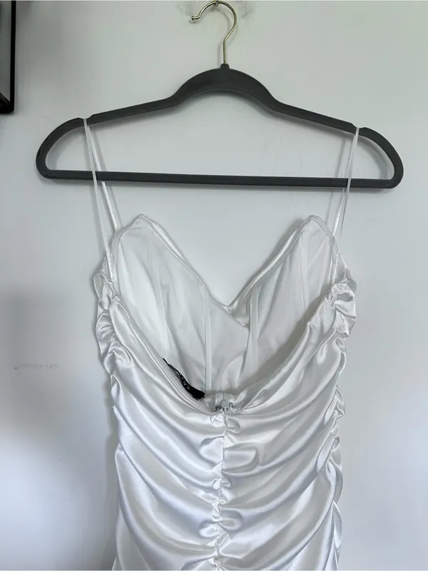 NWT Akira White‎ Strapless Ruched Satin Mini Dress Size XL - Image 3