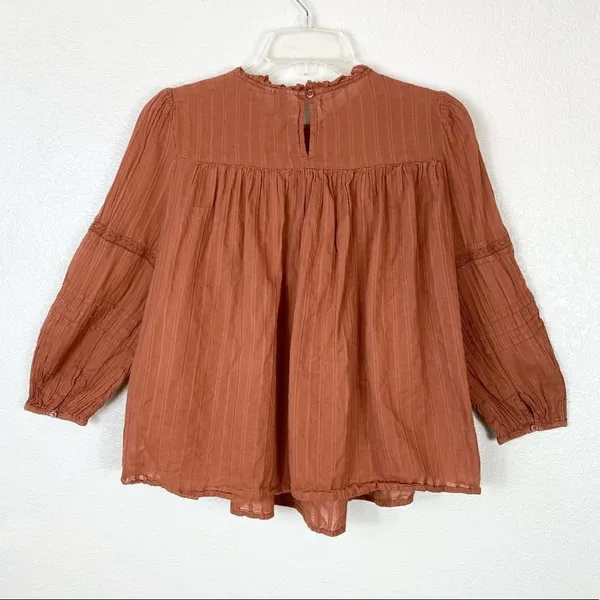Universal Thread Burnt Orange Yoke Peasant Blouse - Image 4