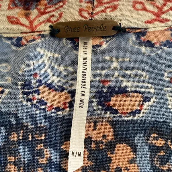 Free People Caravan Block Print Button Front Blouse Top S - Image 3