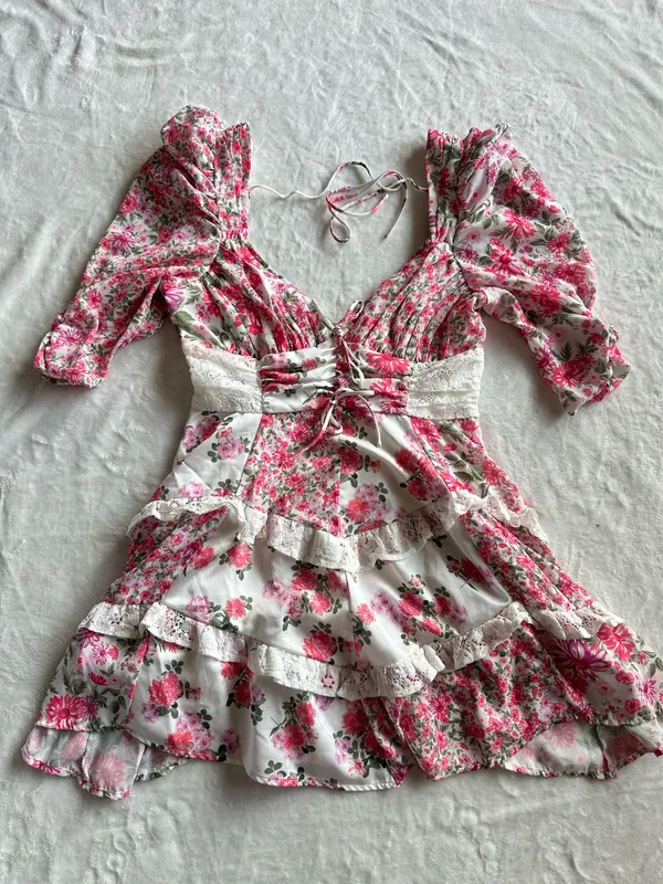 For Love & Lemons Rosalyn Mini Dress Pink - Image 3
