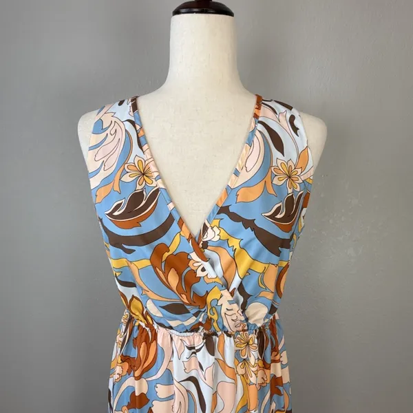 Boston‎ Proper Tiered Midi Maxi Dress Size S Sleeveless V-Neck Retro Paisley - Image 3