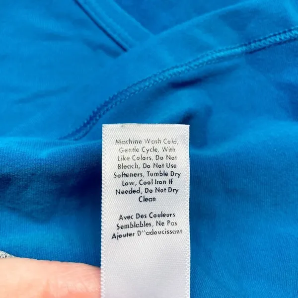Lucy Power Athletic Top Womens Small Blue V-Neck Short Sleeve Supplex Yoga Shirt - Image 6