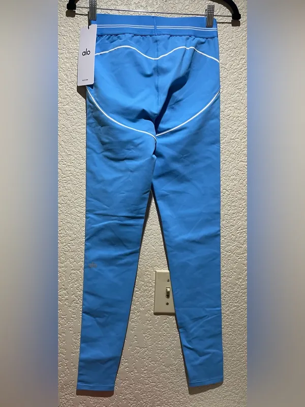 ALO Yoga Airbrush High Waist Heart Throb Leggings Azure Blue White Size M - Image 6