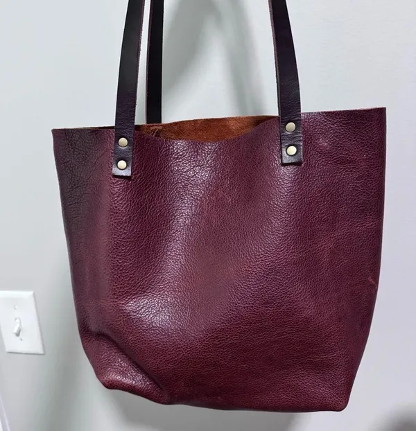 Portland Leather Goods Brown Hand Made Tote Bag Purse - Image 9