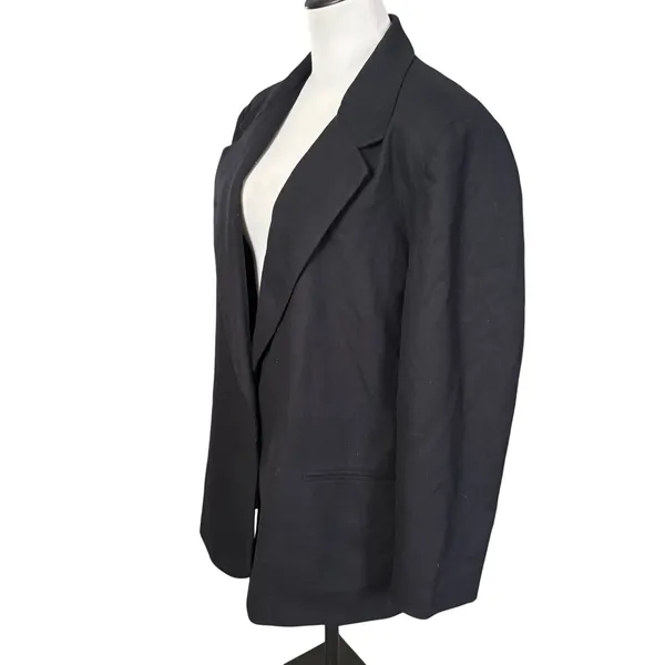 Vintage Pure New Wool Single Button Women's Blazer Size 18 Black Plus Size - Image 6