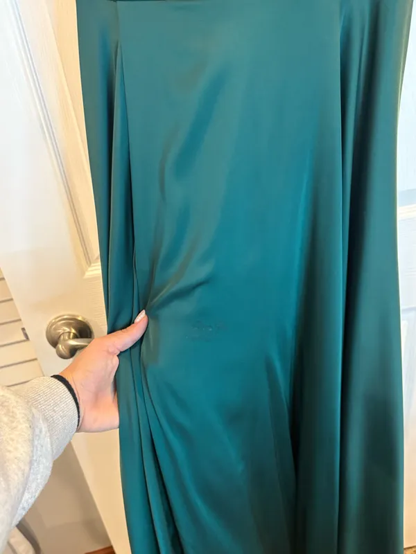 Emerald Green Silk Prom Dress - Image 6