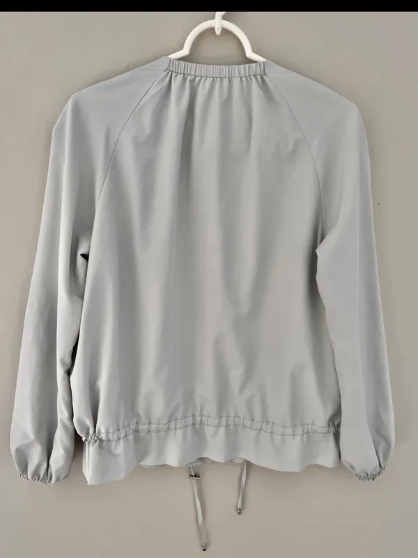 Zara Light Gray drawstring tie front peplum  Bomber windbreaker Jacket - Image 7