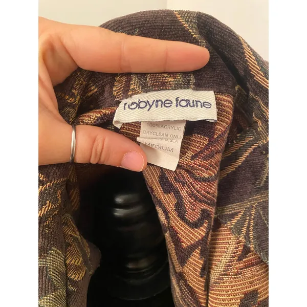 Vintage Robyne Faune Floral Tapestry Structured Jacket Cottagecore Boho Chic Brown Size M - Image 6