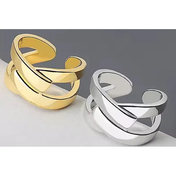 Boutique Layered Cross Ring‎ | White Gold Sterling Silver - Image 3