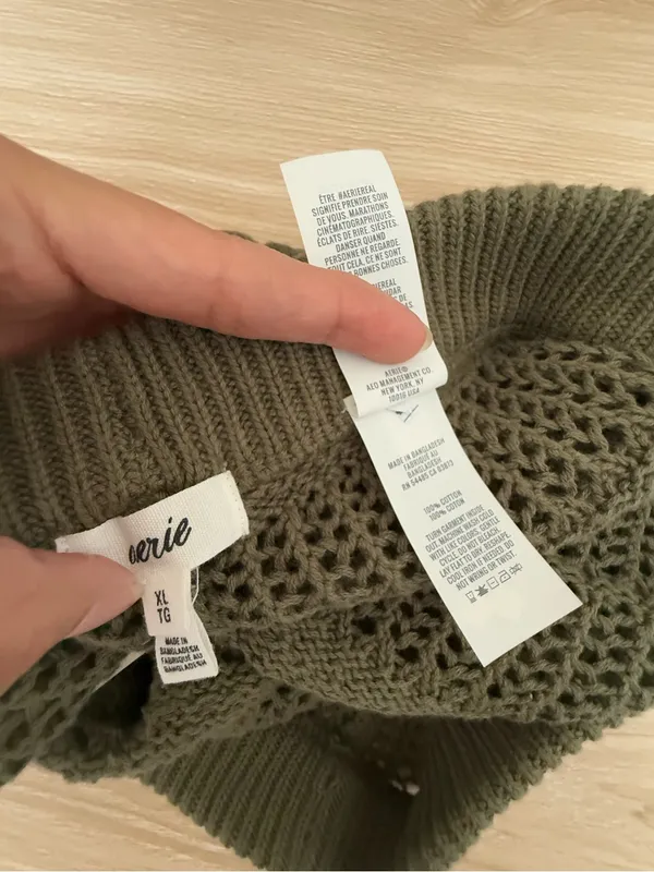 Aerie XL NEW Crochet Open Knit Shorts Olive Green Resort Vacation Tropical - Image 5