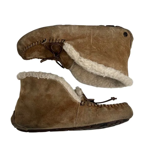UGG Sz 8 Alena Moccasin‎ Slippers 1004806 Shearling Chestnut Suede Bootie Shoe - Image 2