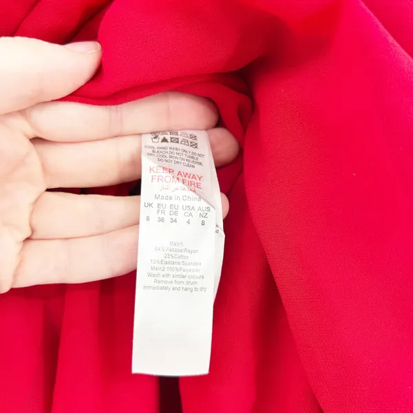 NWT PrettyLittleThing Womens Bodycon Corset Detail Ruched Midi Dress Size 4‎ Red - Image 8