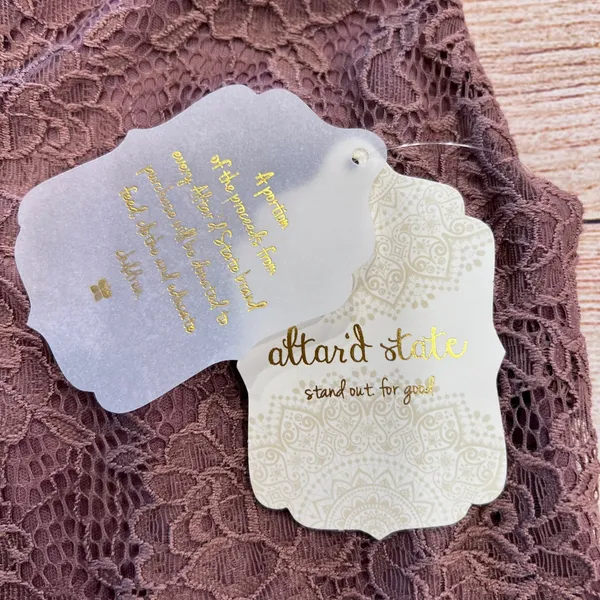 Altar'd State Dali Lace Fit and Flare Dress Pale Mauve V-Neck Keyhole Back NWT M - Image 5