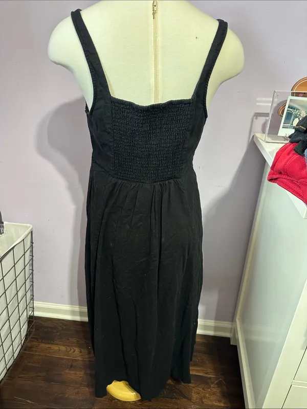 Old Navy Black Midi Dress with Sweetheart Square Neck - Image 3