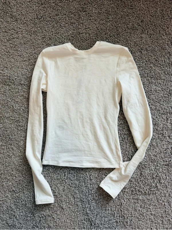 Skims cotton jersey LONG SLEEVE T-SHIRT women's size XXS in marble NWT - Image 5