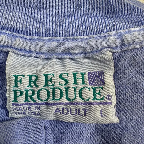 Fresh Produce Vintage Fish Graphic T-Shirt Periwinkle Blue Cotton Large USA Made - Image 3