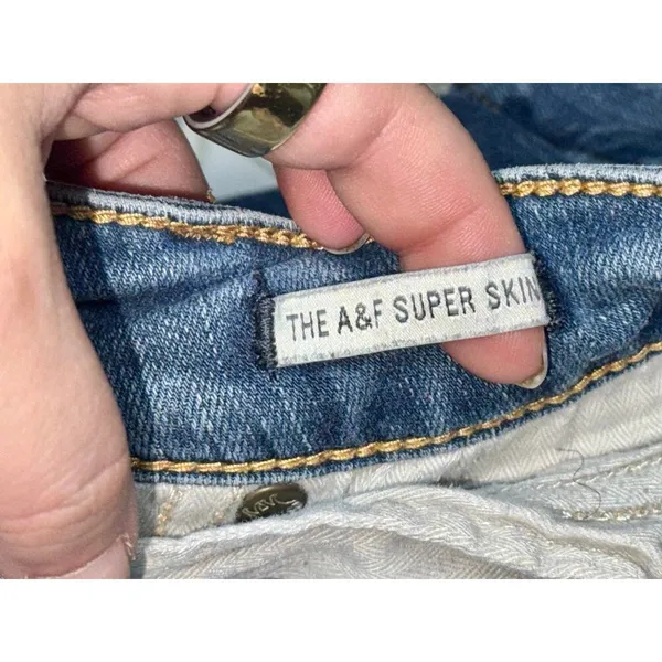 Abercrombie & Fitch The A&F Super Skinny Blue Denim Jeans Womens Size 8 Long 8L - Image 4