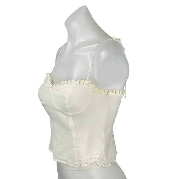 Reformation Novena Cream Corset Bustier Tie Strap Sleeveless Cami Crop Top Sz 6 - Image 2