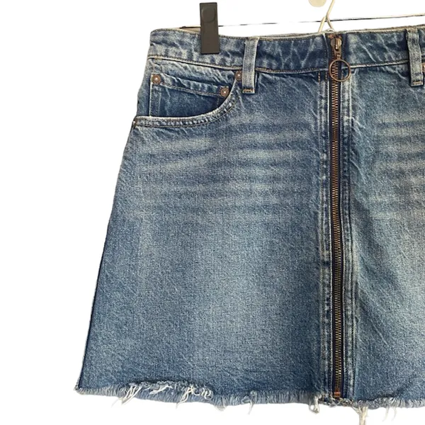 Free People We The Free Women’s Zip It Up Denim Jean Skirt 100% Cotton Size 30 - Image 3