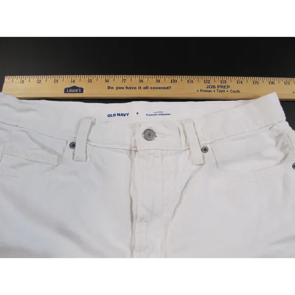 Old Navy Women’s High‑Rise Slouchy Straight White Denim Cut‑Off Shorts Size 8 - Image 4