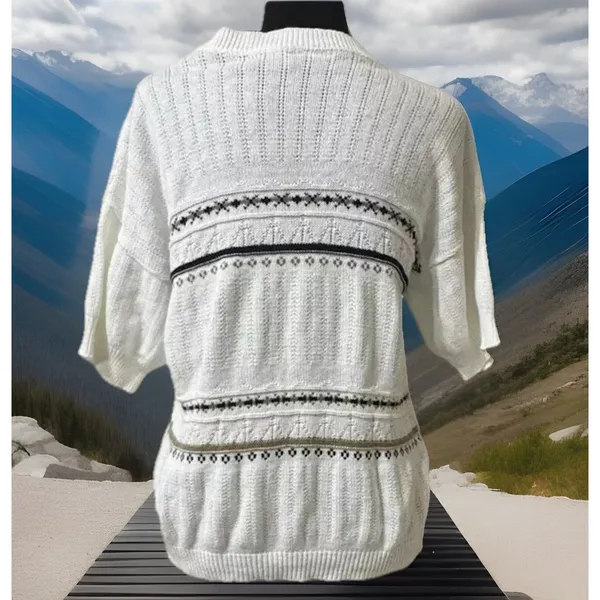 VTG 80s Carriage Court USA‎ Old Stock Cable Knit Ski Sweater Baggy Style- M - Image 2