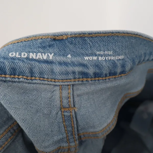 Old Navy Wow Boyfriend Jeans Womens 4 Blue Denim Stretch Mid Rise Straight Leg - Image 3
