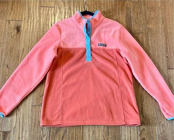 NWOT orange colorblock fleece quarter snap pullover large - Image 2